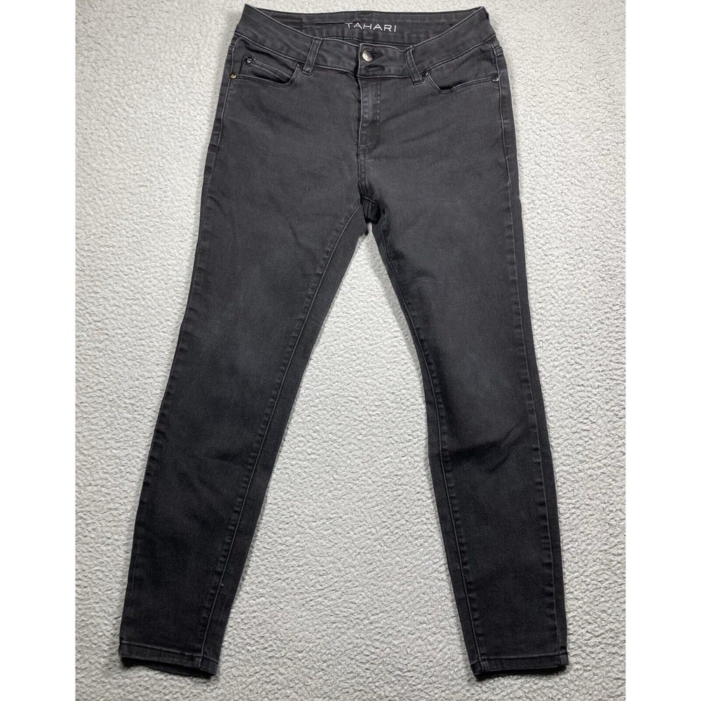 Tahari Jeans Women's 8/29 Black Tapered Preppy American Stretch Denim
